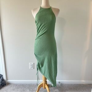 Lulu's NWOT Asymmetrical Green Halter Dress